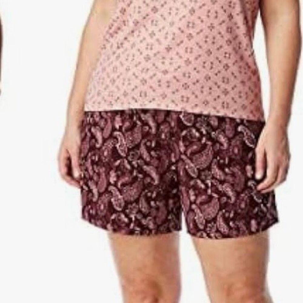 Lucky Brand Women's Paisley Print Pajama Shorts Burgundy Size XL